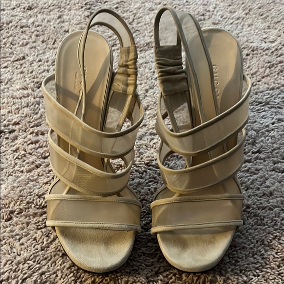 Gucci Tan High-Heeled Sandals with Strappy Design - Picture 1 of 5